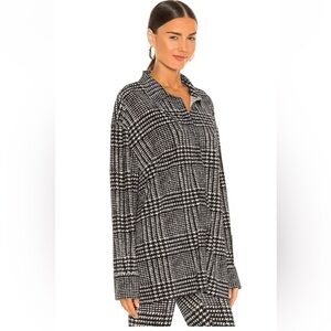 Norma Kamali Black and White Plaid Blouse